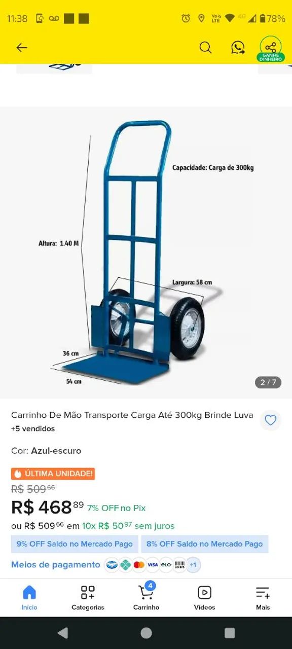 Carrinho de carga 300kg - Foto 5