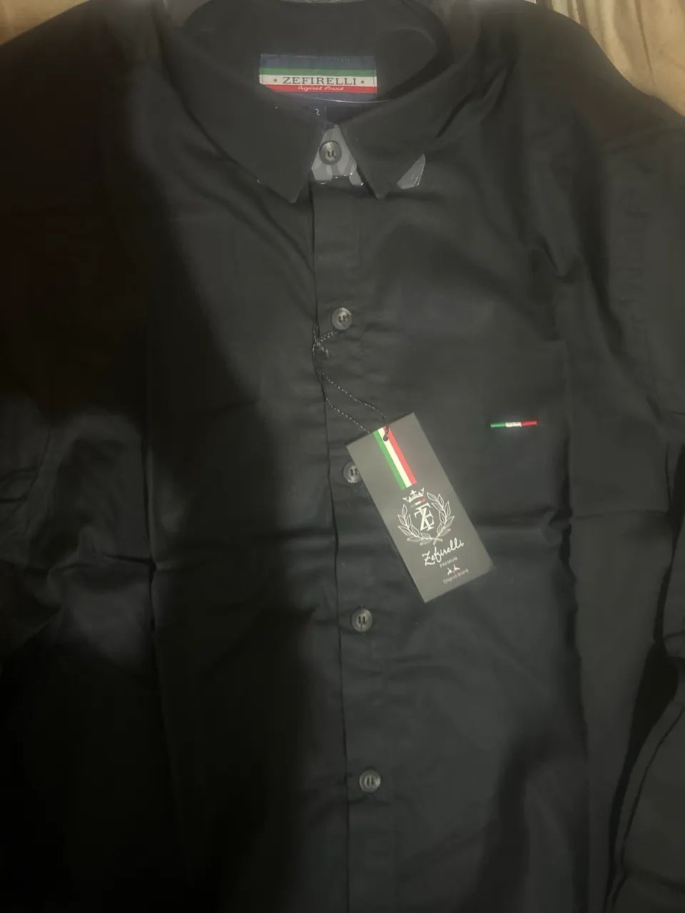 camisa manga longa, zefirelli. Preta. Nova.
