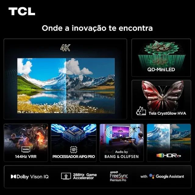 Smart TV TCL 65 Polegadas QLED Mini LED 4K C7K WiFi Bluetooth Google TV 4 HDMI 144Hz HDR10 - Foto 4