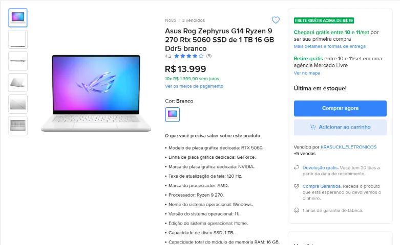 Notebook Asus Rog Zephyrus g14 - Foto 5
