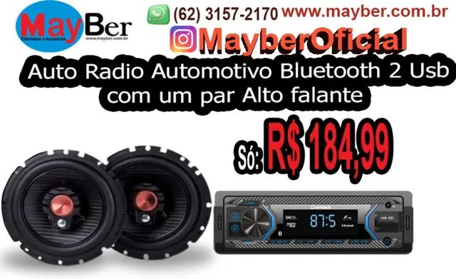 Auto Radio Automotivo Bluetooth 2 Usb com 1 par auto falante bravox 6 polegadas