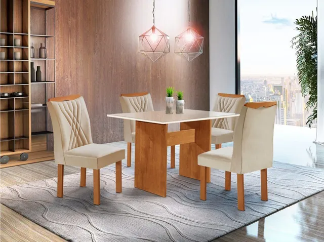 Mesa Dakota com 4 cadeiras base da mesa em MDF!! TT666