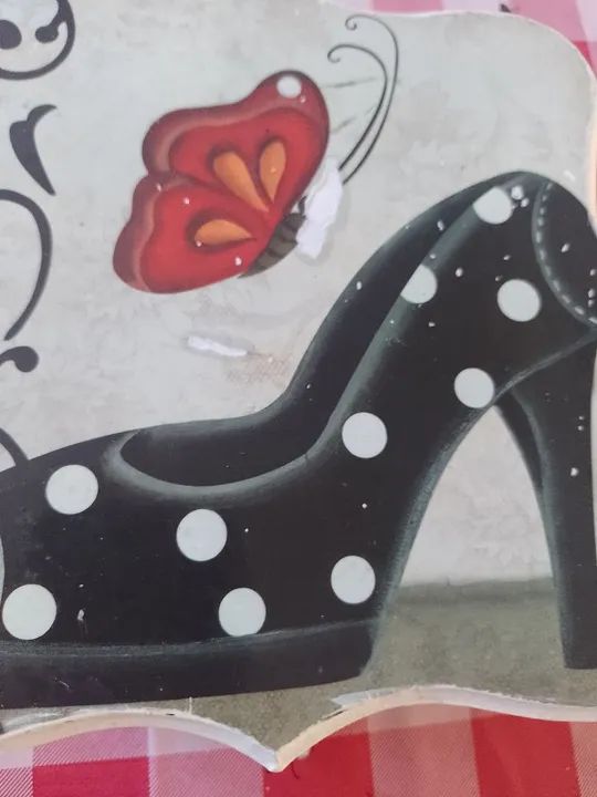 Antigo porta jóias de madeira pintada  - Foto 6