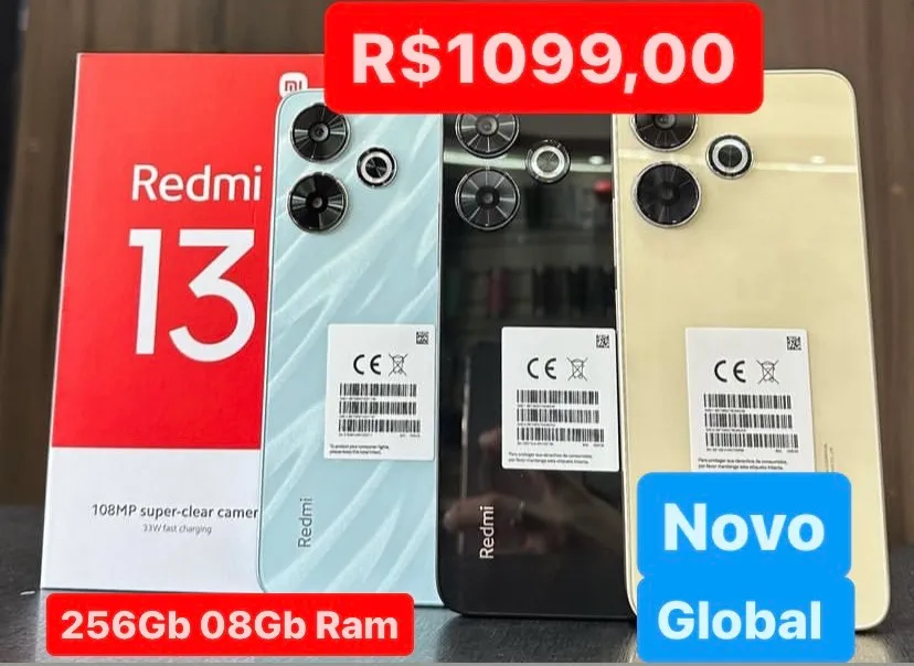 Redmi 13 256Gb 08Gb Ram Novo Capa e Película Brindes Entrega