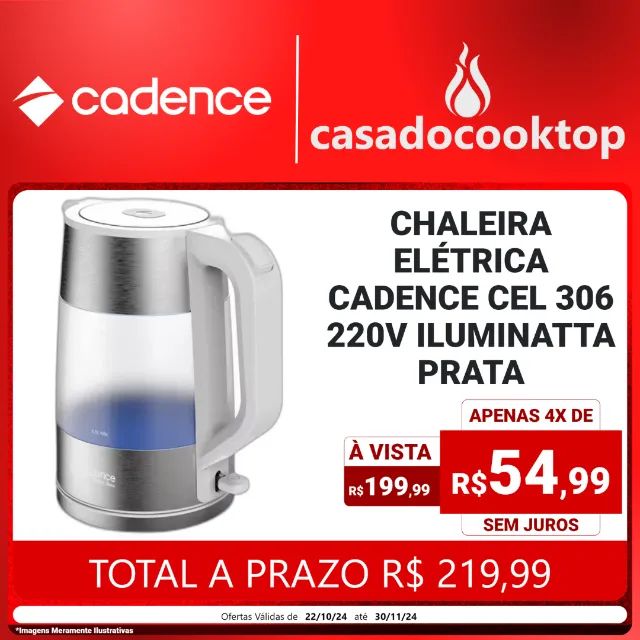 Chaleira Elétrica Cadence CEL306 220V Iluminatta Prata