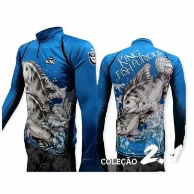 Camisa De Pesca KING uv50 Azul - Foto 3