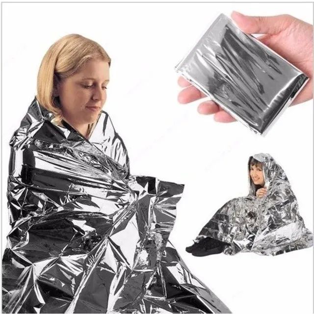 Cobertor Manta Térmica Aluminizado 2,10 x 1,40m Para Resgate, Emergência e Camping
