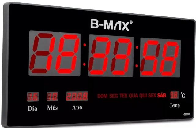 Relógio Parede Led Digital Grande 46cm Termômetro Data