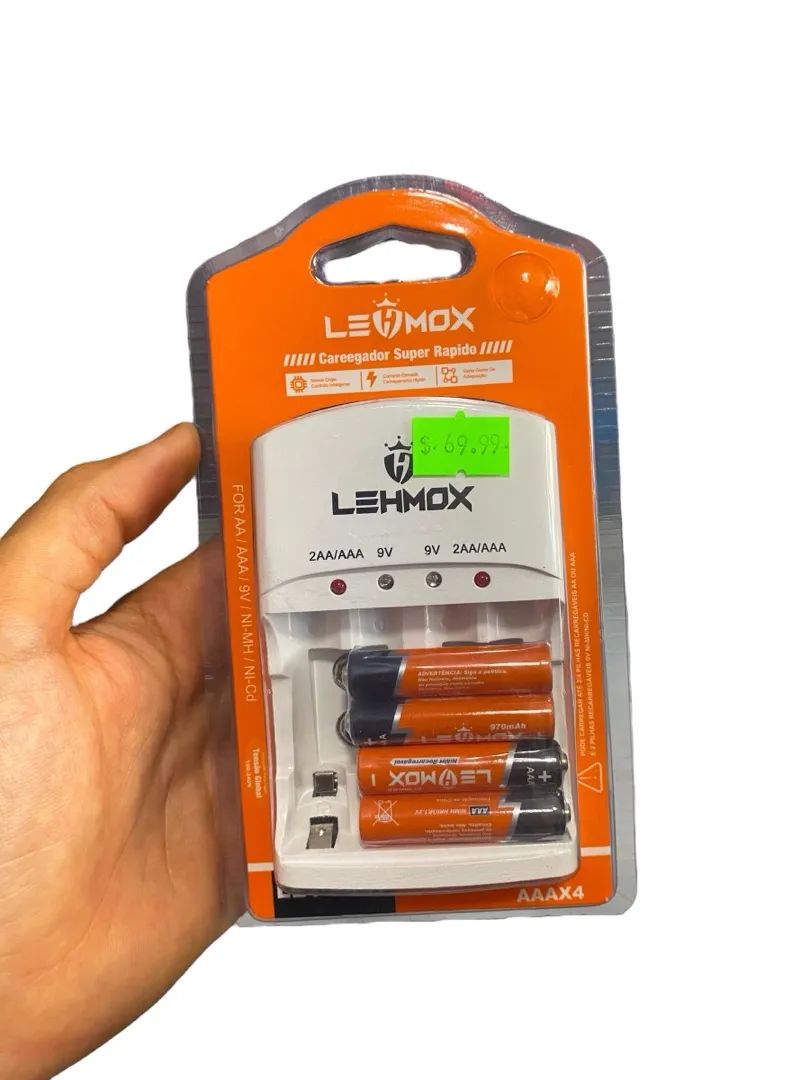 Carregador de Pilhas Leomox Super Rápido