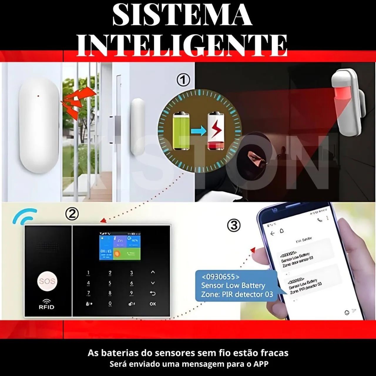 NOVO! Kit central alarme inteligente, wi-fi, sem fio, monitoramento celular,  - Foto 4