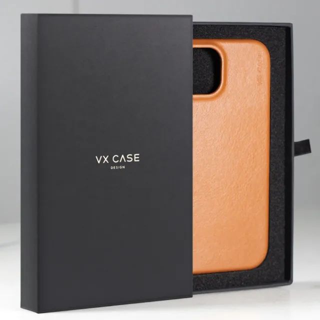Capa VX Case para iPhone 14 Pro Max Marrom e Preta - Couro / Nova na caixa.