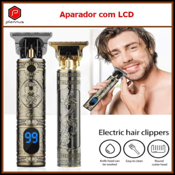 Aparador  Barbeador Máquina De Cortar Cabelo Barba Profissional Com Led C/ Display z374 - Foto 3
