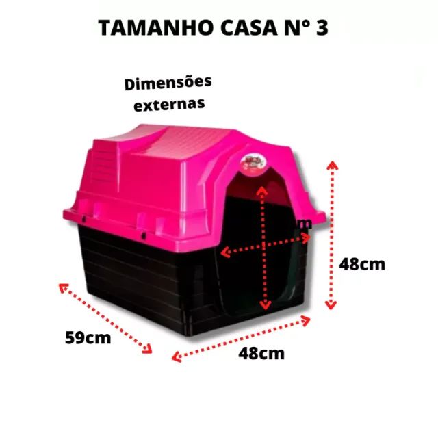 Casinha Pet N3 para Cães Cachorros Gatos de Plástico ROSA
