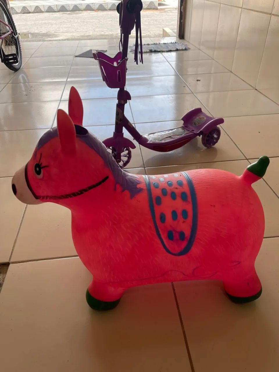 Cavalinho Pula Pula Infantil Inflável Rosa