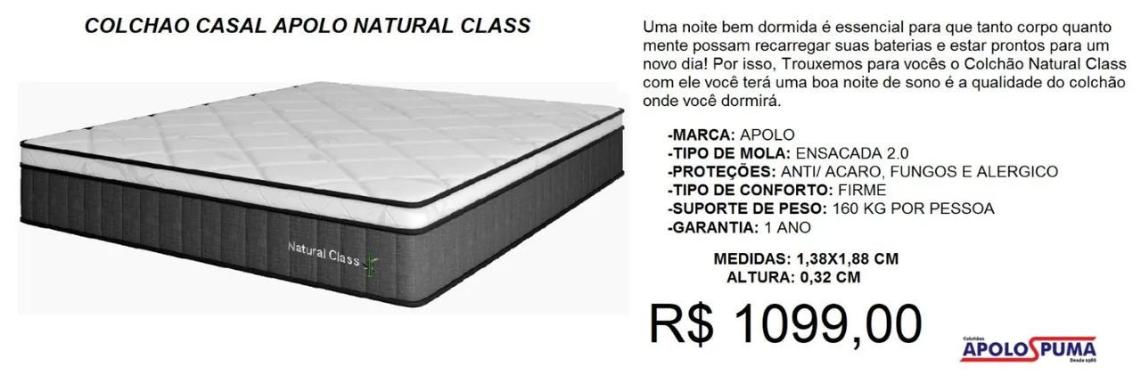 COLCHÃO CASAL MOLAS ENSACADAS 32CM ALTURA
