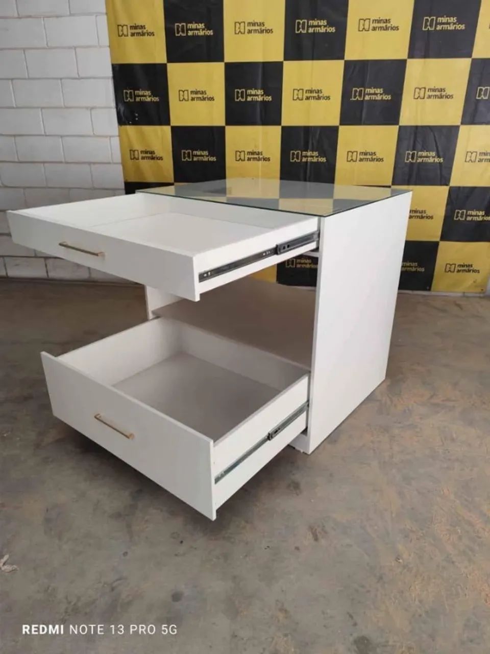 Ilha em MDF Com gavetas 100x100x80 - Tampo de vidro  - Foto 4