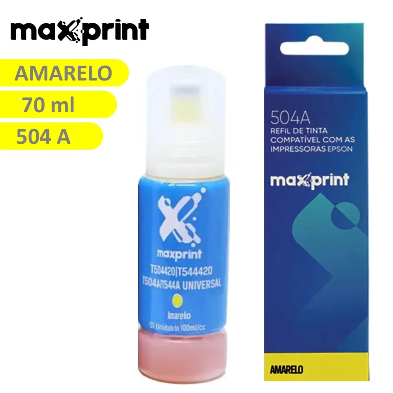 Tinta de Impressora Epson 504 Amarelo Compatível L4150 L4160 L6171 L6161 L6191 - Maxprint