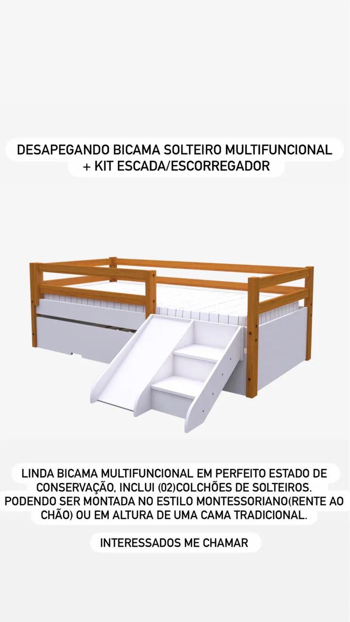 BICAMA SOLTEIRO MULTIFUNCIONAL + Kit escada/escorregador  - Foto 3