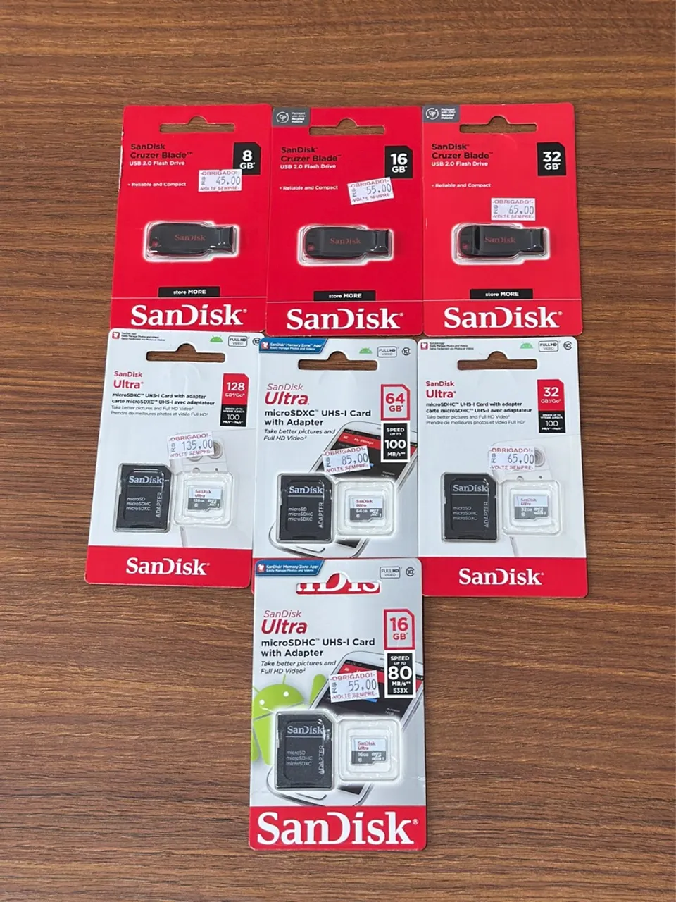 PEN DRIVE E SD CARD CARTÃO DE MEMÓRIA SANDISK