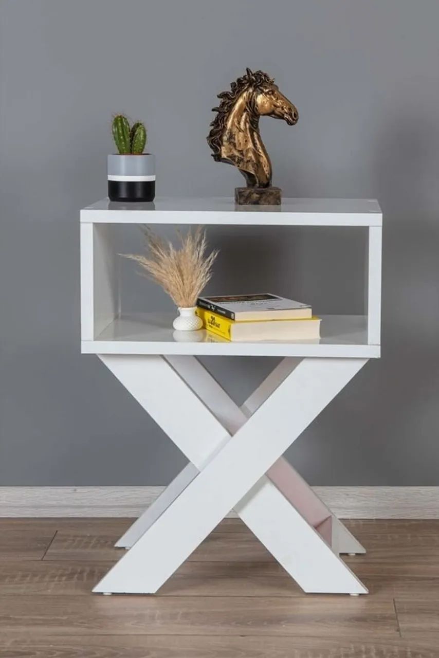 Mesa Cabeceira X Qurato Sala MDF Branco - Foto 3