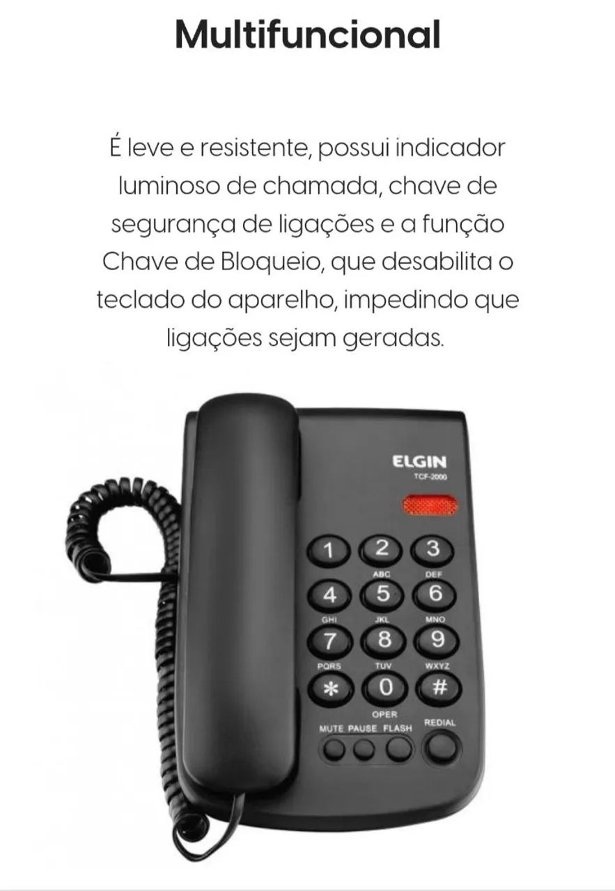Telefone Fixo Elgin TCF 2000 - produto novo - Foto 2