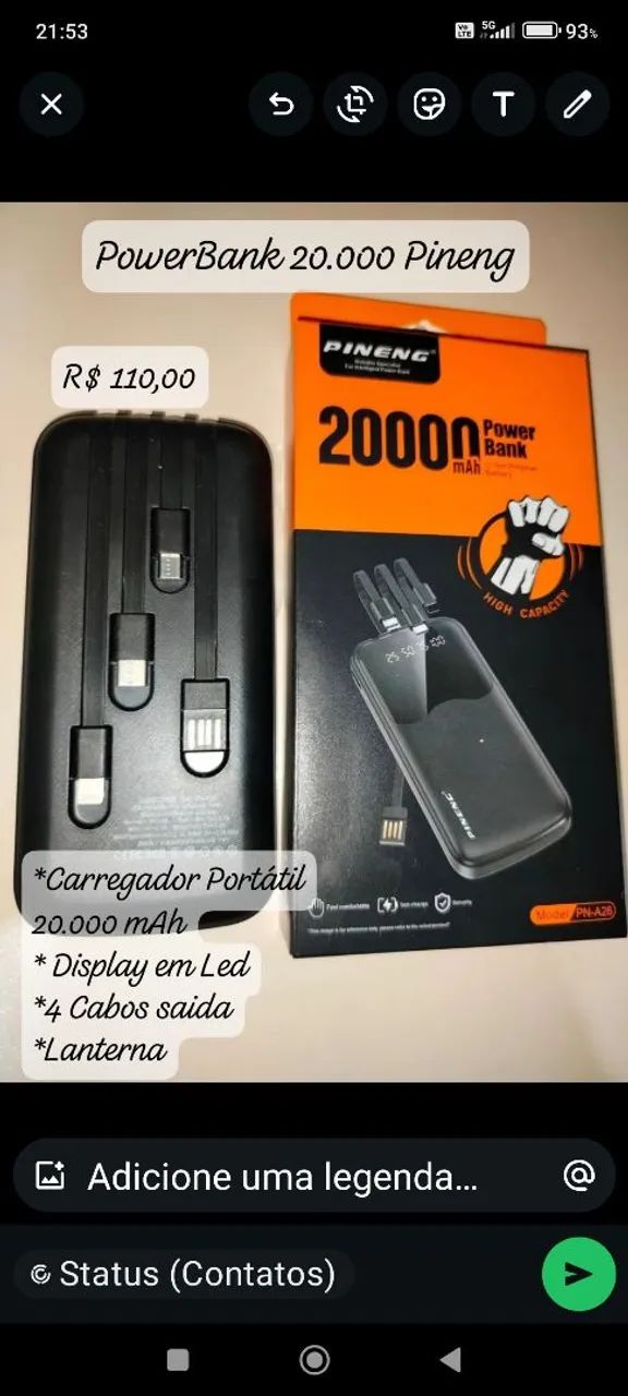 PowerBank Pineng 20.000 mAh