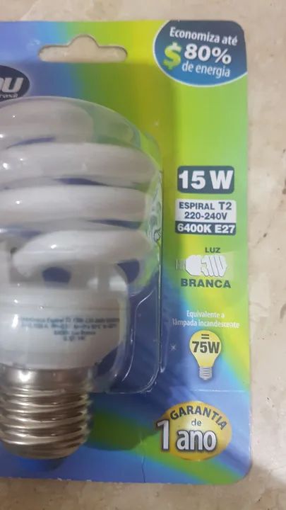 Lâmpada espiral 15W branca - economia de energia! - Foto 2