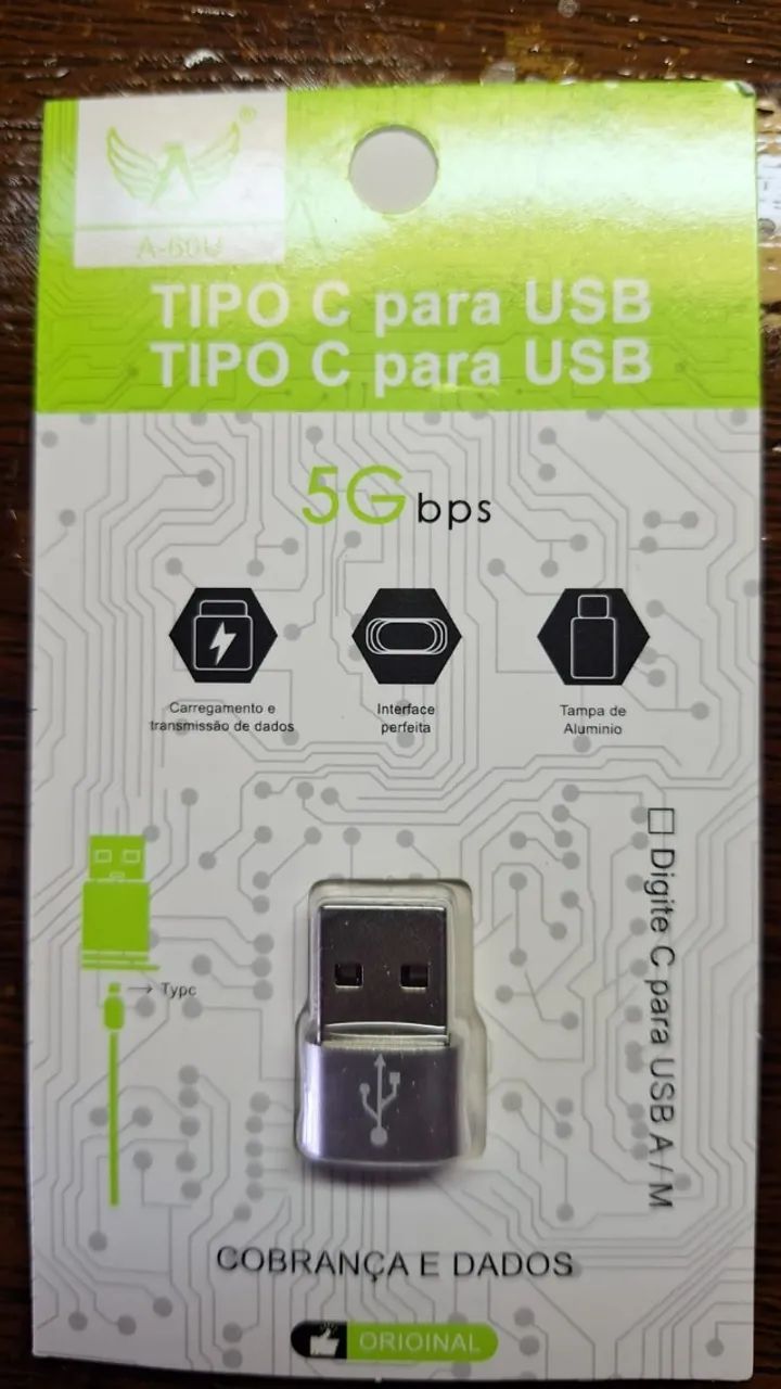Conector USB C 3.1 Tipo C Fêmea para USB 3.0 Tipo A