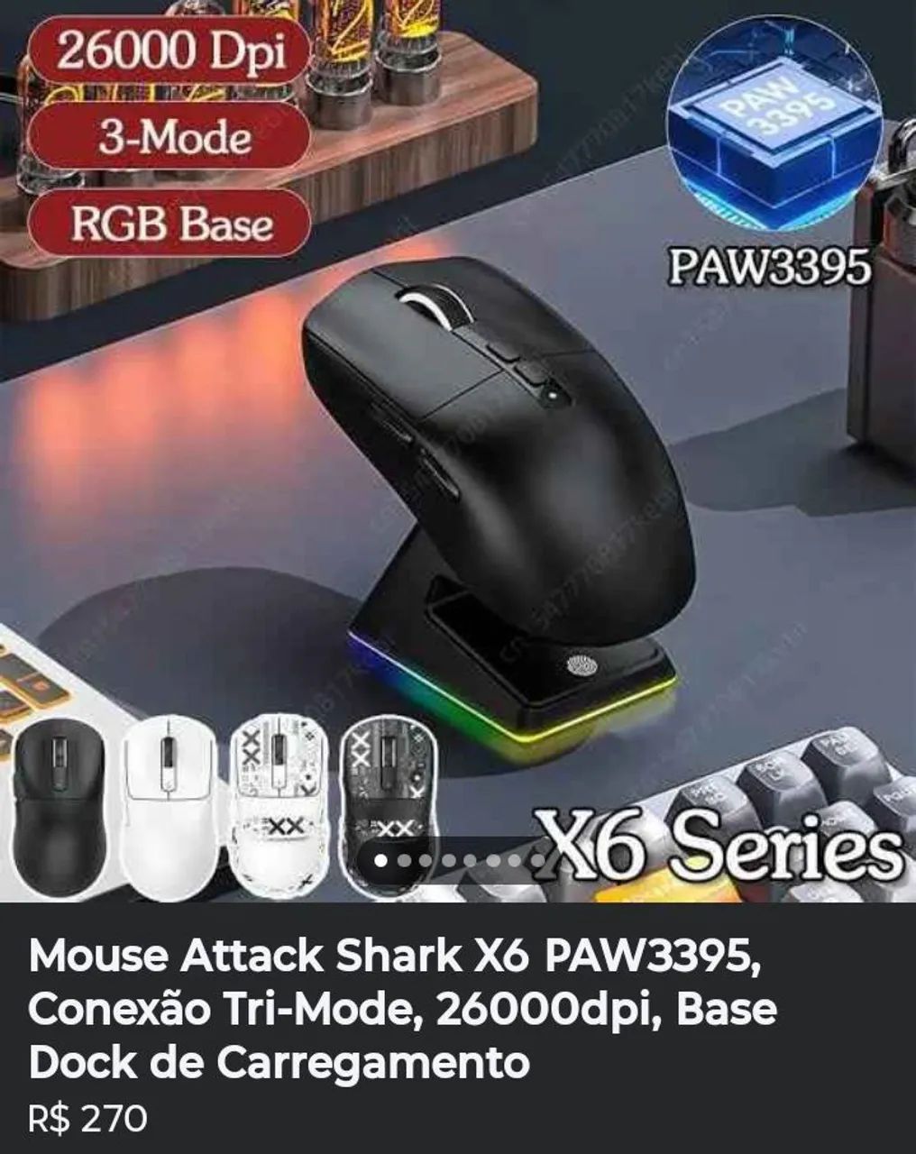 Mouse sem fio, sensor top, com ou sem dock (Sensor Paw3311 ou Paw3395) NOVOS - Foto 6