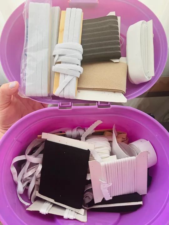 Kit de fitas elásticas para loja + caixa organizadora 