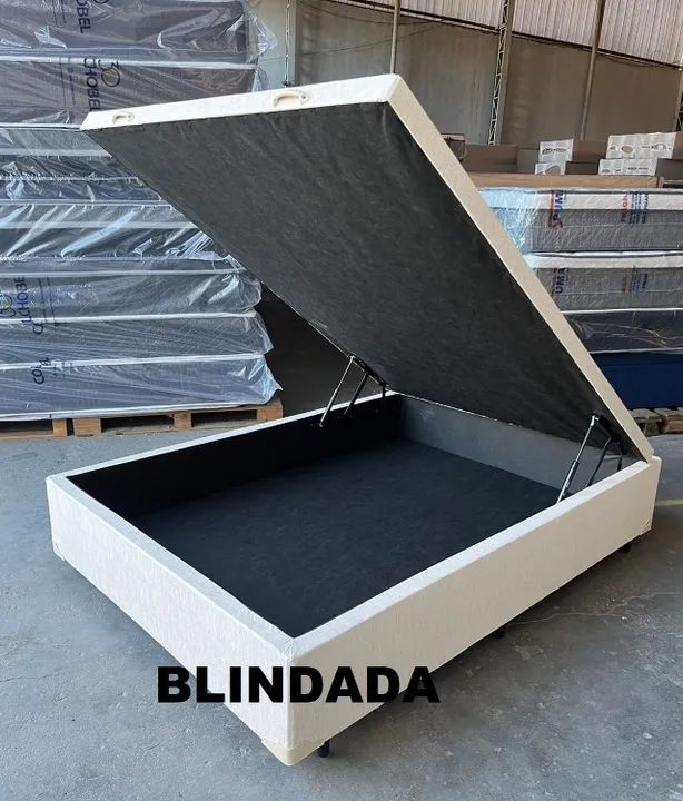 Cama Box Baú Casal Blindada 1,38x1,88x42cm, Laterais Fechadas Na Madeira, Cartão 12x!