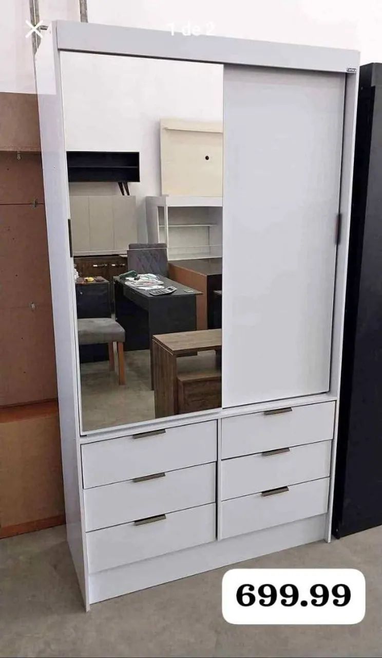 Guarda-roupa com Espelho e Gavetas - Novo! - Foto 2