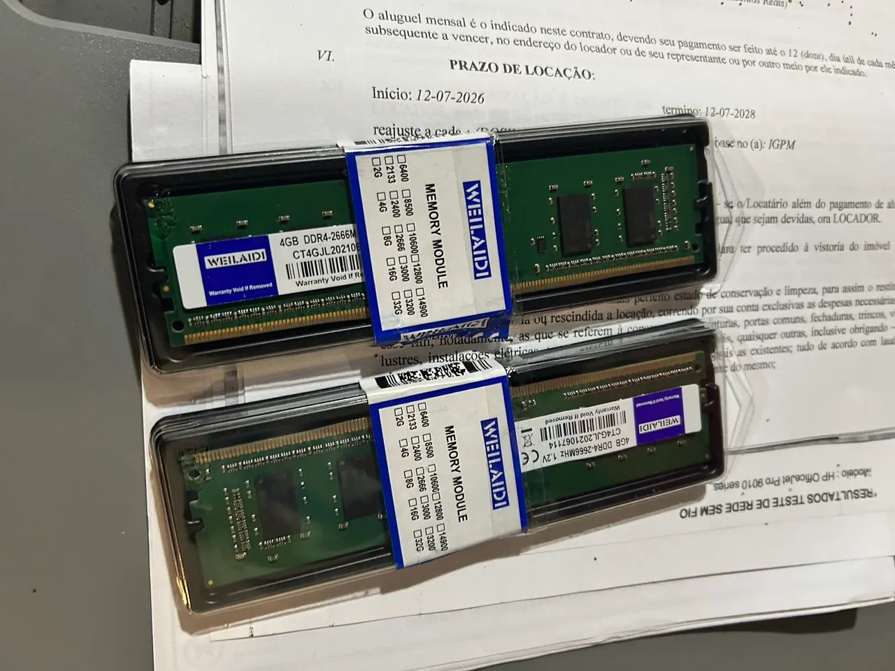 Memória DDR4 2 pentes de 4GB