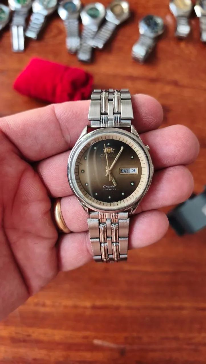 Relógio Orient Automático Vintage Ouro velho degradê bisel interno  - Foto 4
