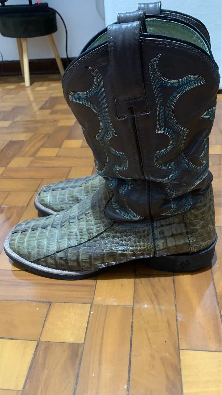 Bota texana couro jacaré legitimo  - Foto 3