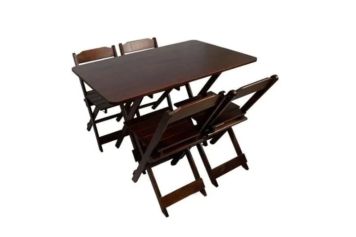 Conjunto Bar 120 x 70 - Mesa e 4 Cadeiras Cor Imbuia - Maplan