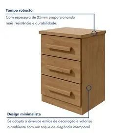 Mesa de Cabeceira Baião com 3 Gavetas - (Oferta)! - Foto 4