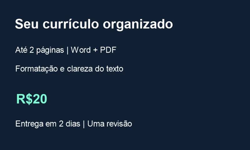 Formatação de currículo em Word e PDF ? até 2 páginas
