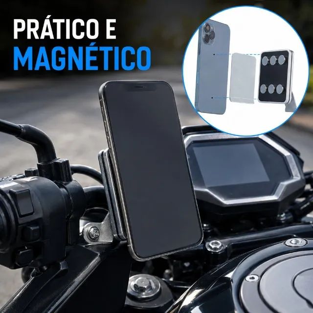 Suporte de celular para moto super imã guidão - Foto 5