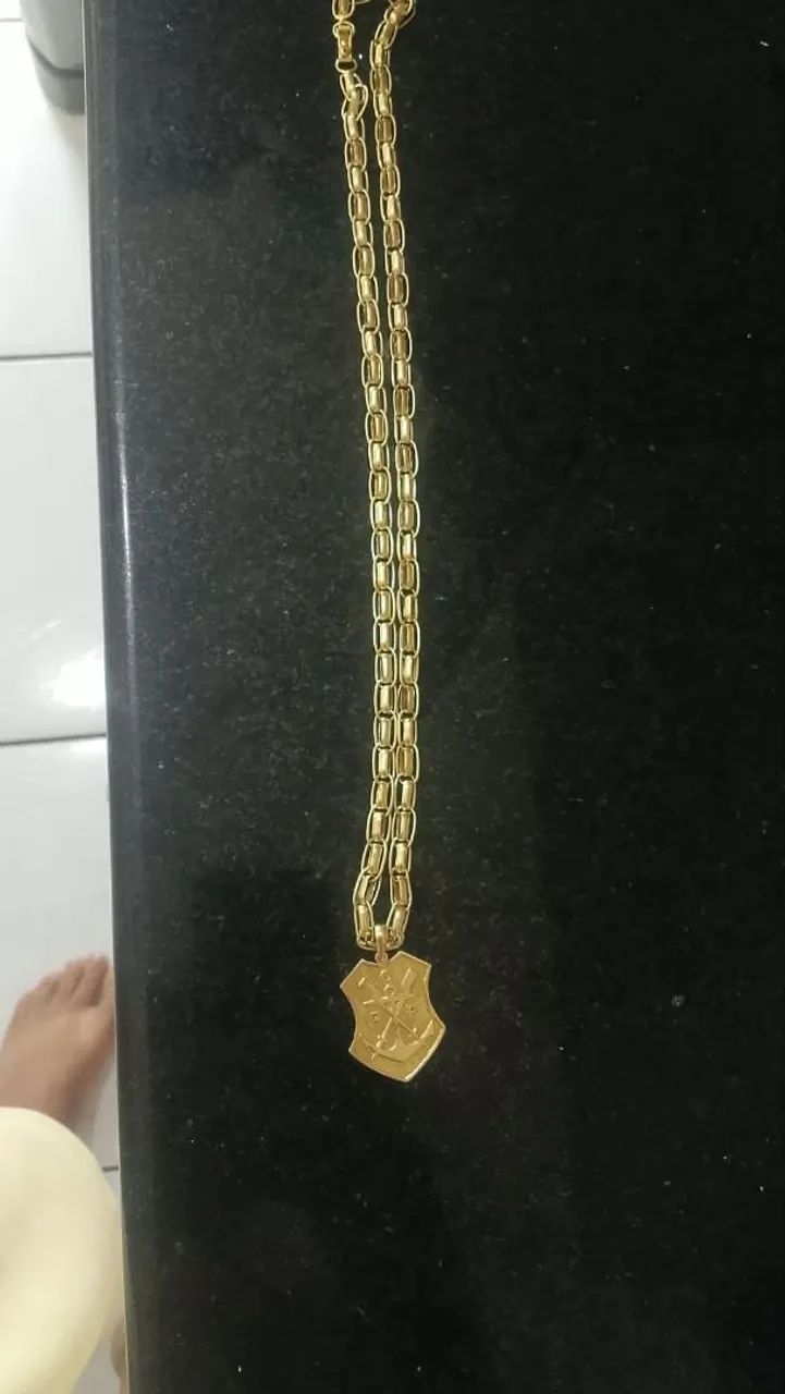 Cordão e anel prata banhada a ouro