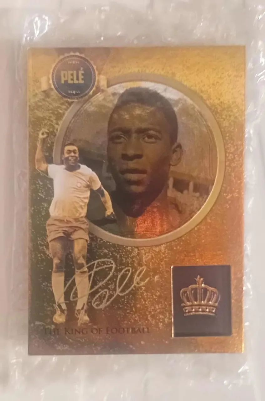 Card Especial Dourado do Rei Pelé Autografado, Original Panini