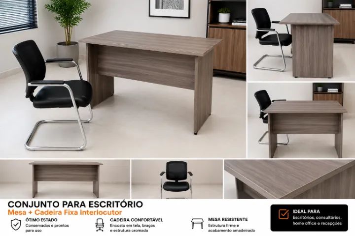 Conjunto para Escritório - Mesa + Cadeira Interlocutor - Foto 2