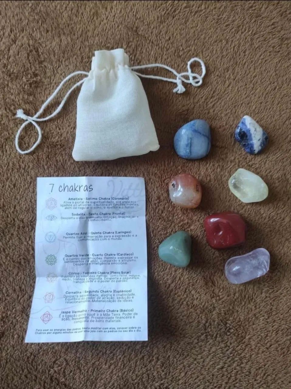 KIT com Sete Pedras semi preciosas Roladas dos Chakras