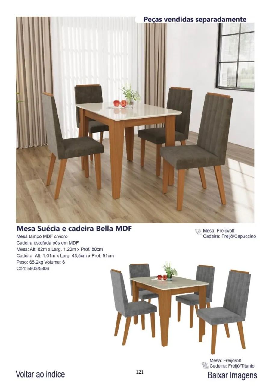 Mesa Suécia 1.20m com 4 cadeiras 