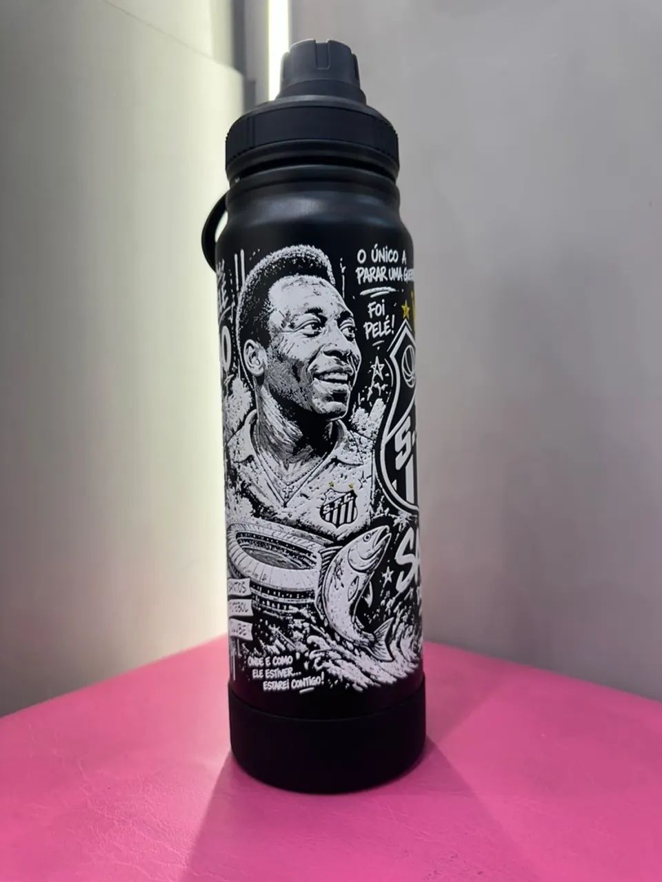 garrafa térmica santos 800ml preta - Foto 2