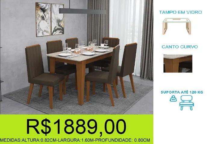 mesa - 6 cadeiras - compre hoje  e receba em até 72 horas 