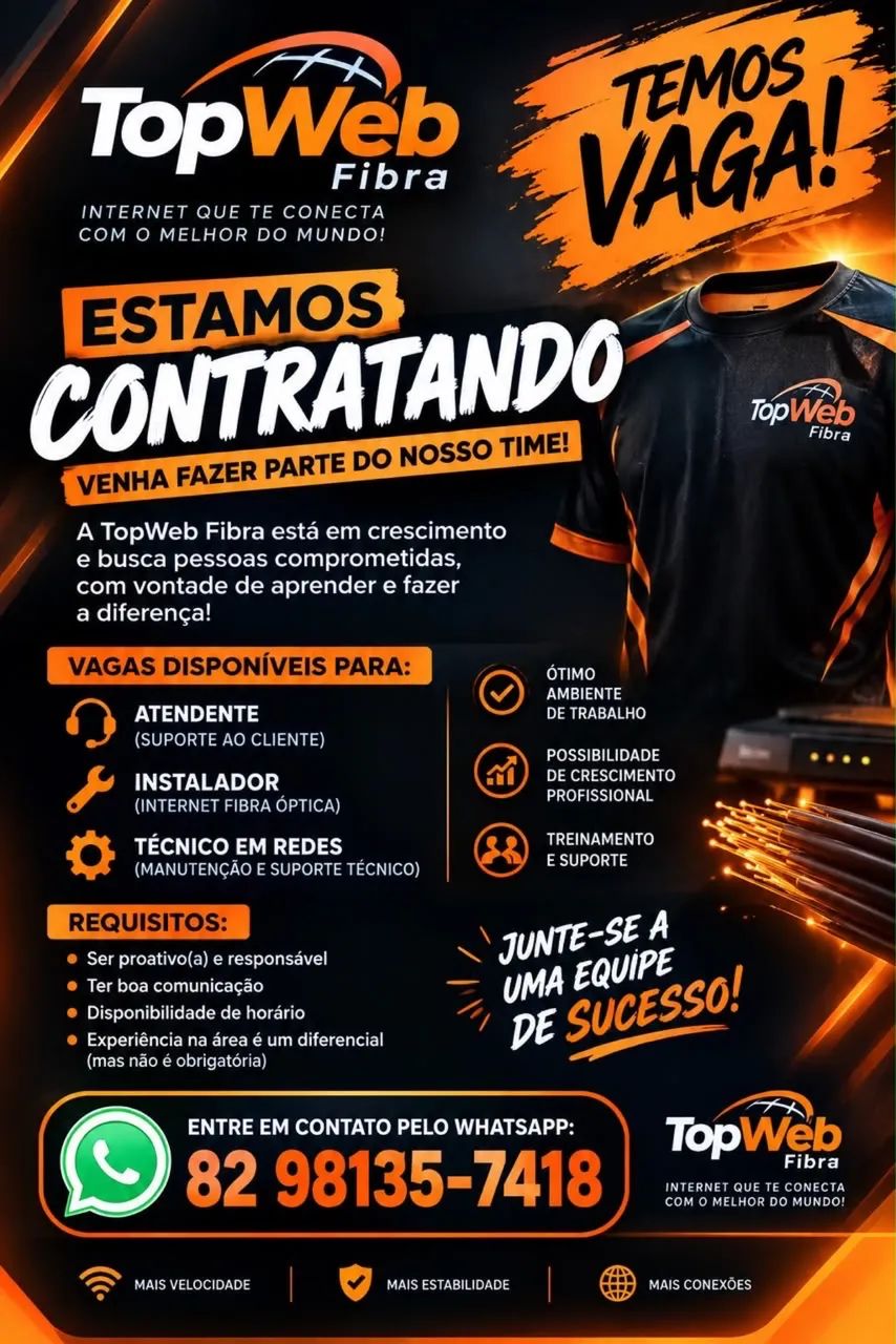 VAGA INSTALADOR DE INTERNET 