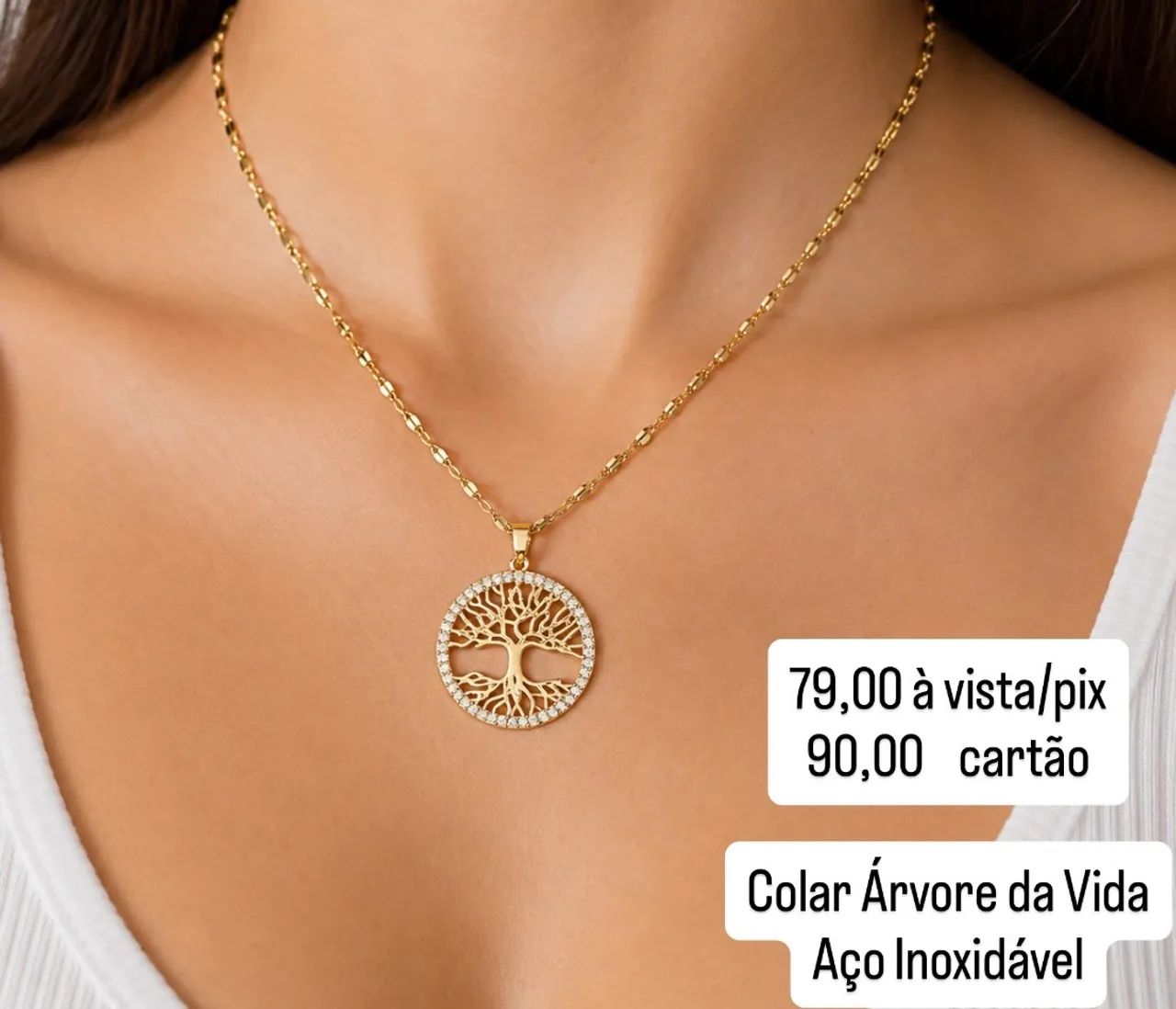 Colar Feminino em Aço Inoxidável 