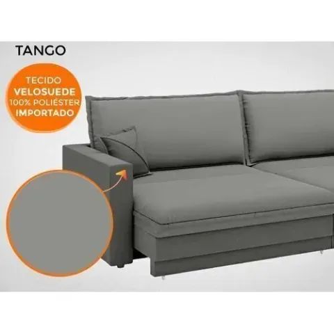 Sofá Tango 2,00m sem caixa, Retrátil e Reclinável Velosuede Bege : - Foto 4