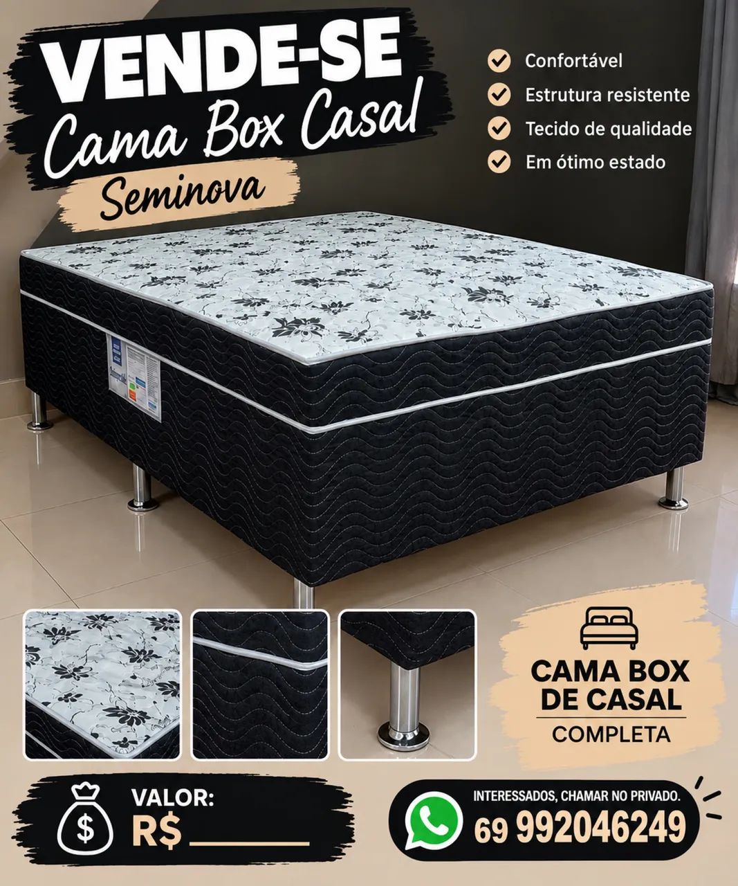 Cama box semi nova em perfeito estado 